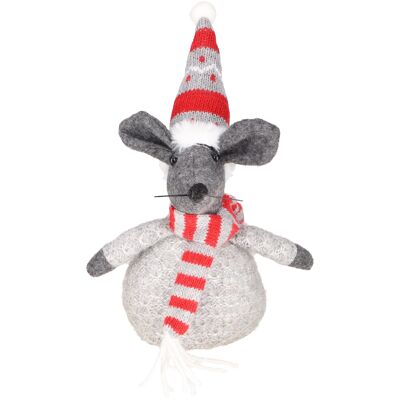 Ratón de tela Telde con bufanda, Al. 25 cm, gris