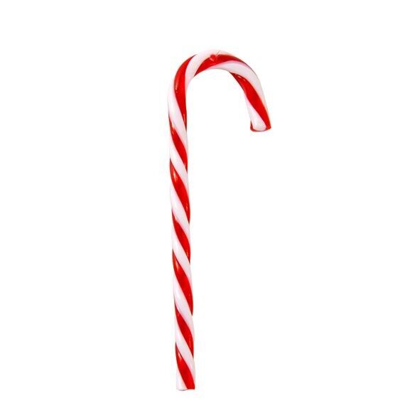 Zuckerstange, zum Hängen, L14cm, rot-weiß, aus Kunststoff mit Nylonschnur