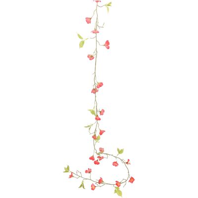 Ghirlanda di fiori con foglie, 24 fiori, L170 cm, rosa