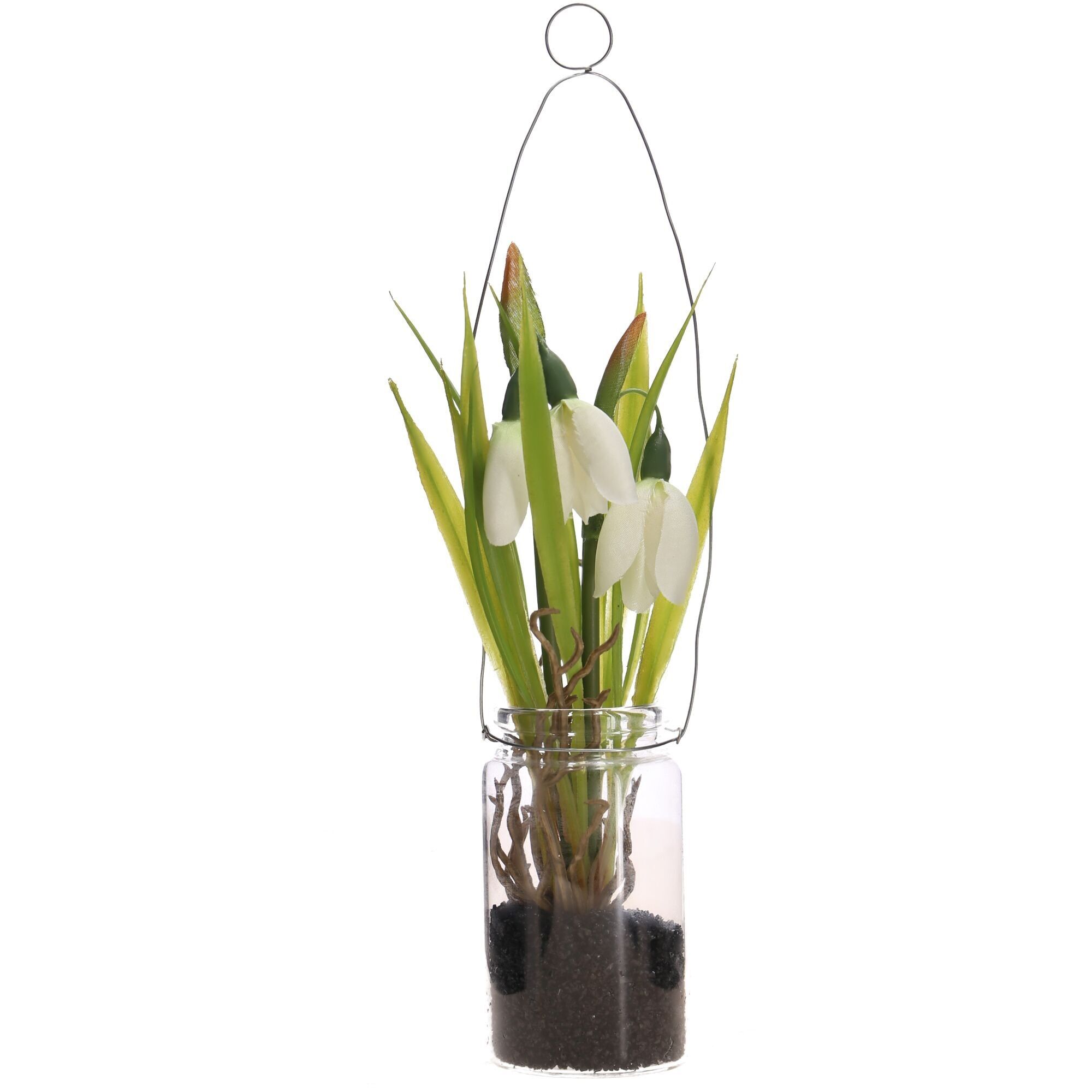 Schneeglöckchen Cami im Glas, H24cm, weiß