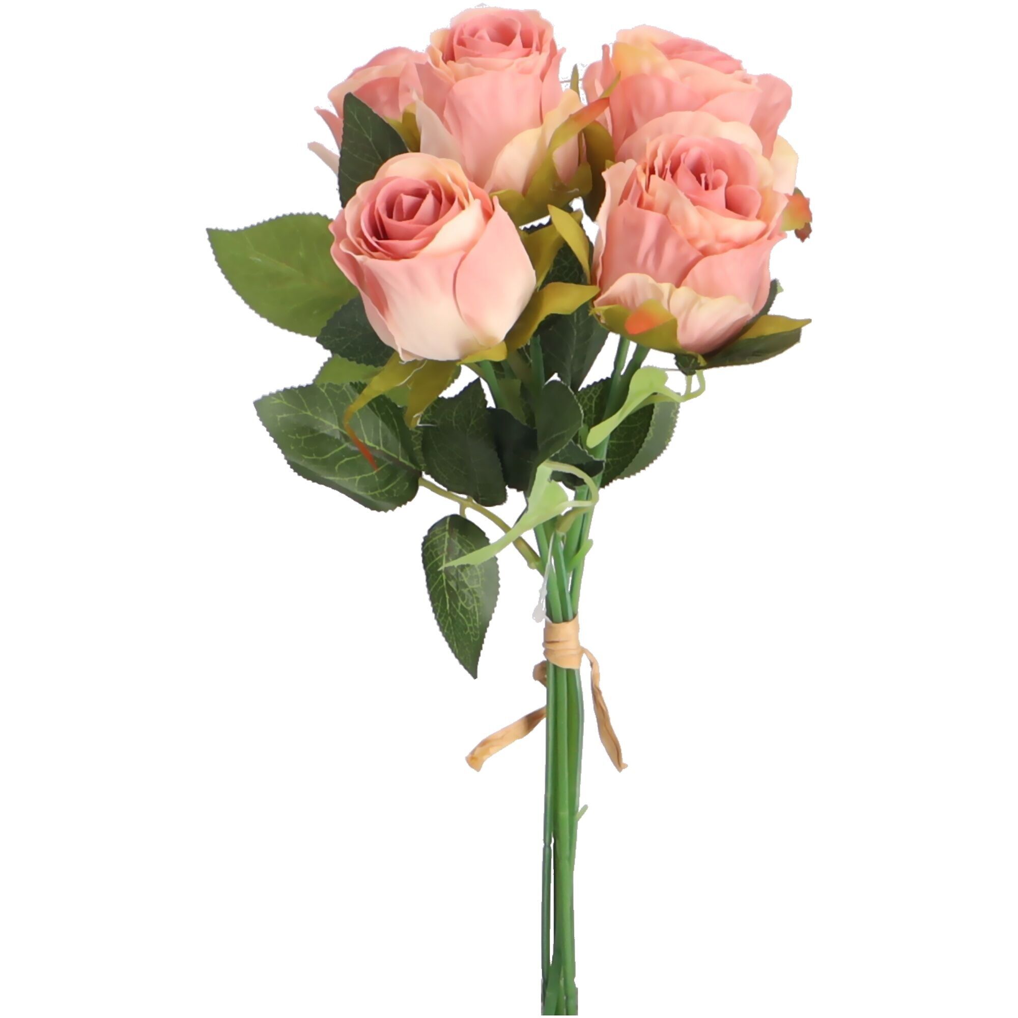 Mazzo di rose Carlotta, 5 fiori, L40cm, rosa
