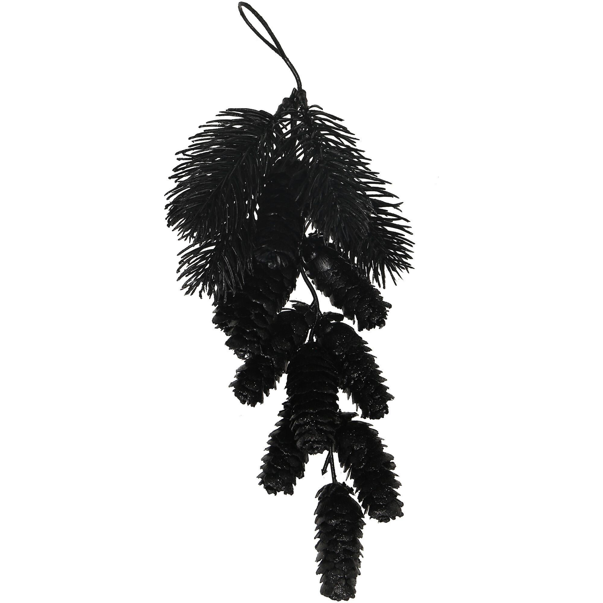 Appendino a cono Mantova, 5 rami, 11 coni, L30cm, glitter nero