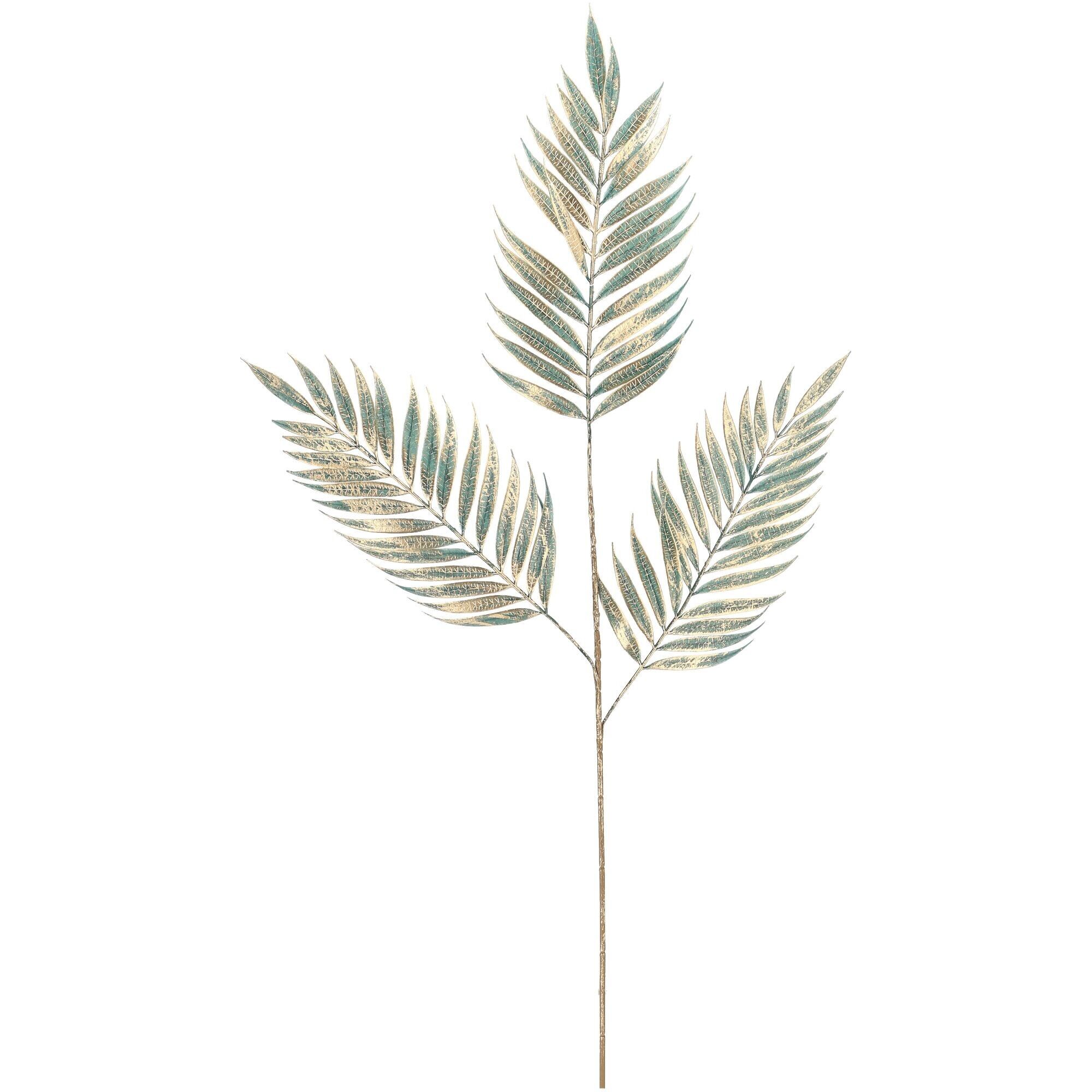 Ramo di chico Corin, 3 foglie, L94 cm, verde/oro