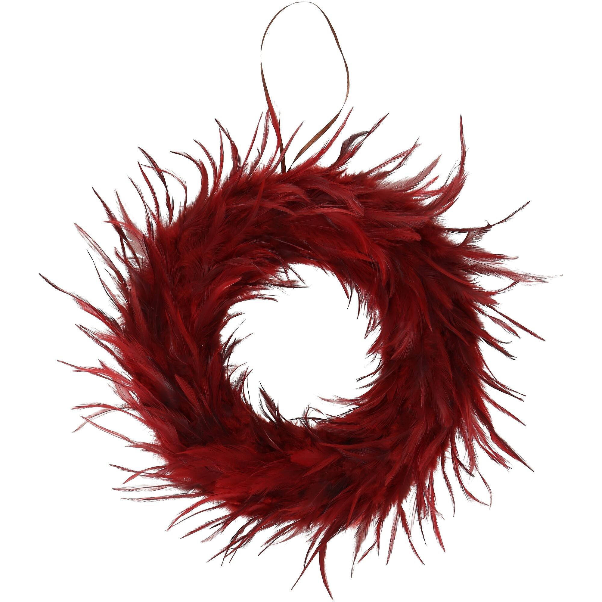 Ghirlanda di piume Charly da appendere, D35 cm, bordeaux