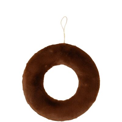 Puschelwreath Vagos, D24cm, perlina: 8cm, cioccolato