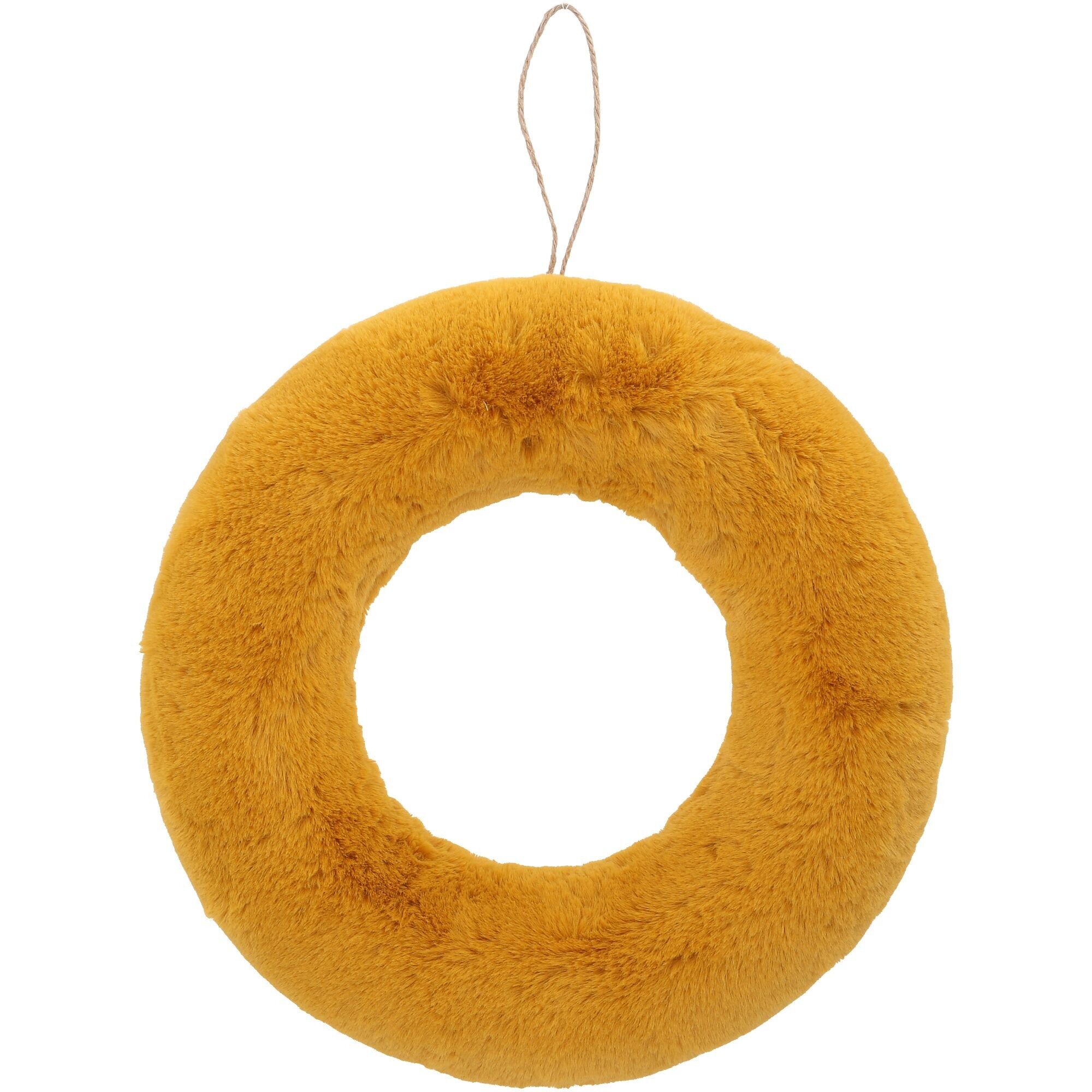 Puschelkranz Vagos, D43cm, perla: 12cm, curry