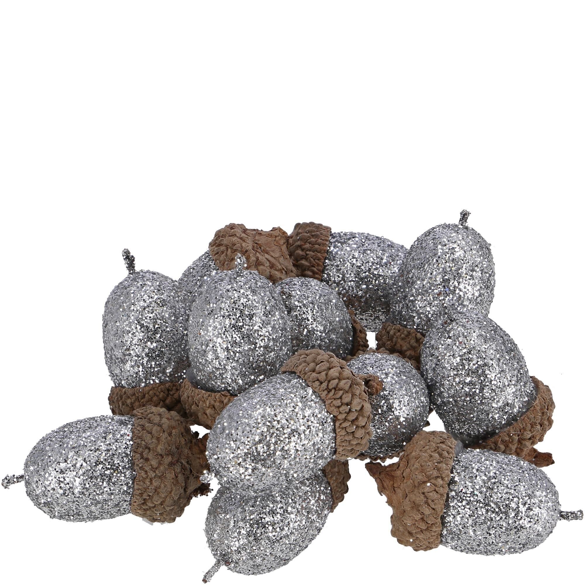 Foam Acorn Bright x12, D2.5cm, marrone-argento