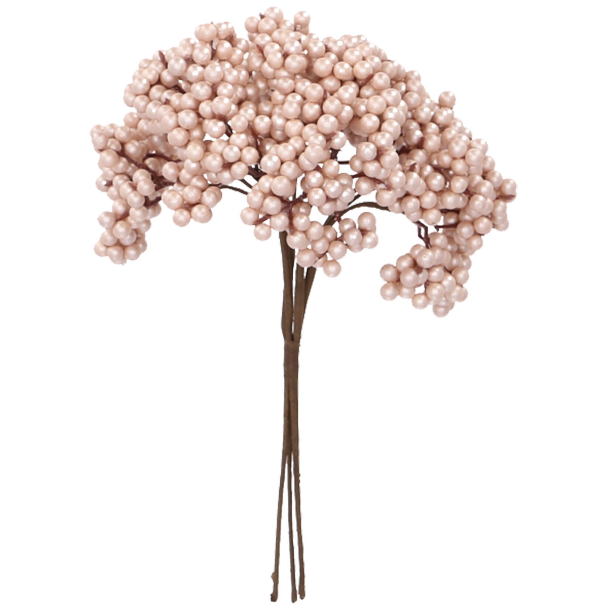 Branche de baies Finn, 4 branches / bouquet, L27cm, pêche