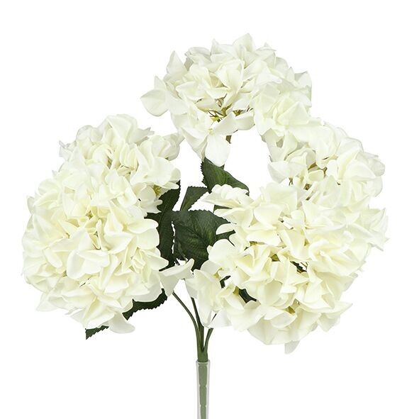 Arbusto de hortensias, 5 cabezas de flores, L 45 cm, blanco