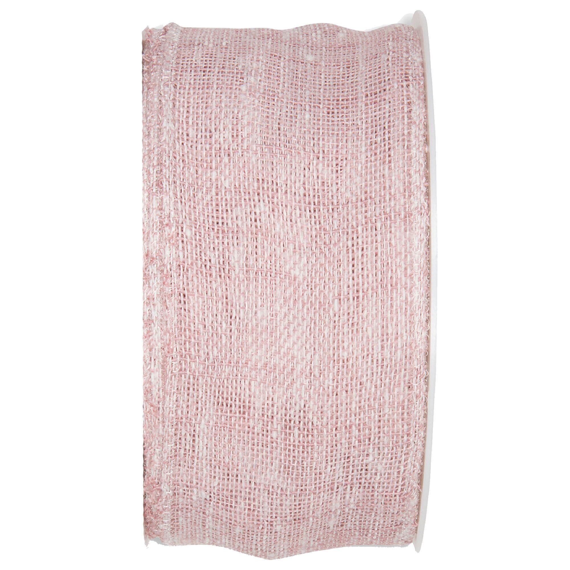 Nastro aspetto lino L 50 mm, L8 m, rosa