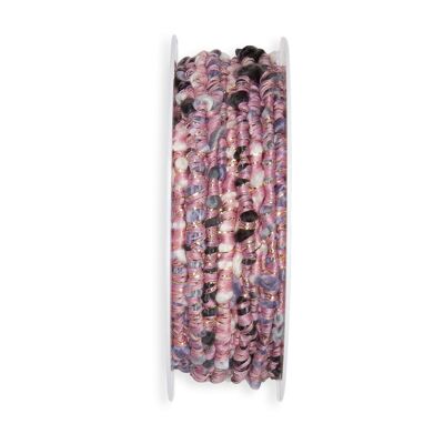 Guimpe Bouclč, D3mm, L15 m, accents lurex dorés, renforcé de fil, rose-noir-crème