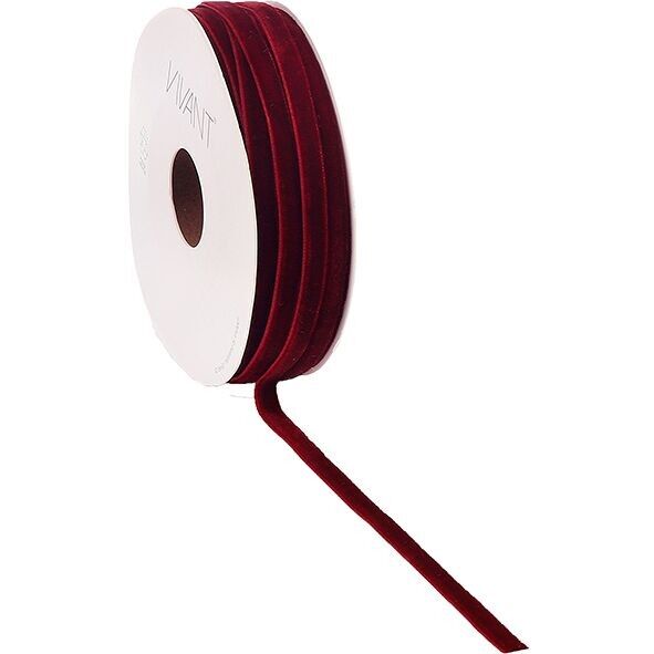 Velvet ribbon, width 6mm, length 20m, burgundy