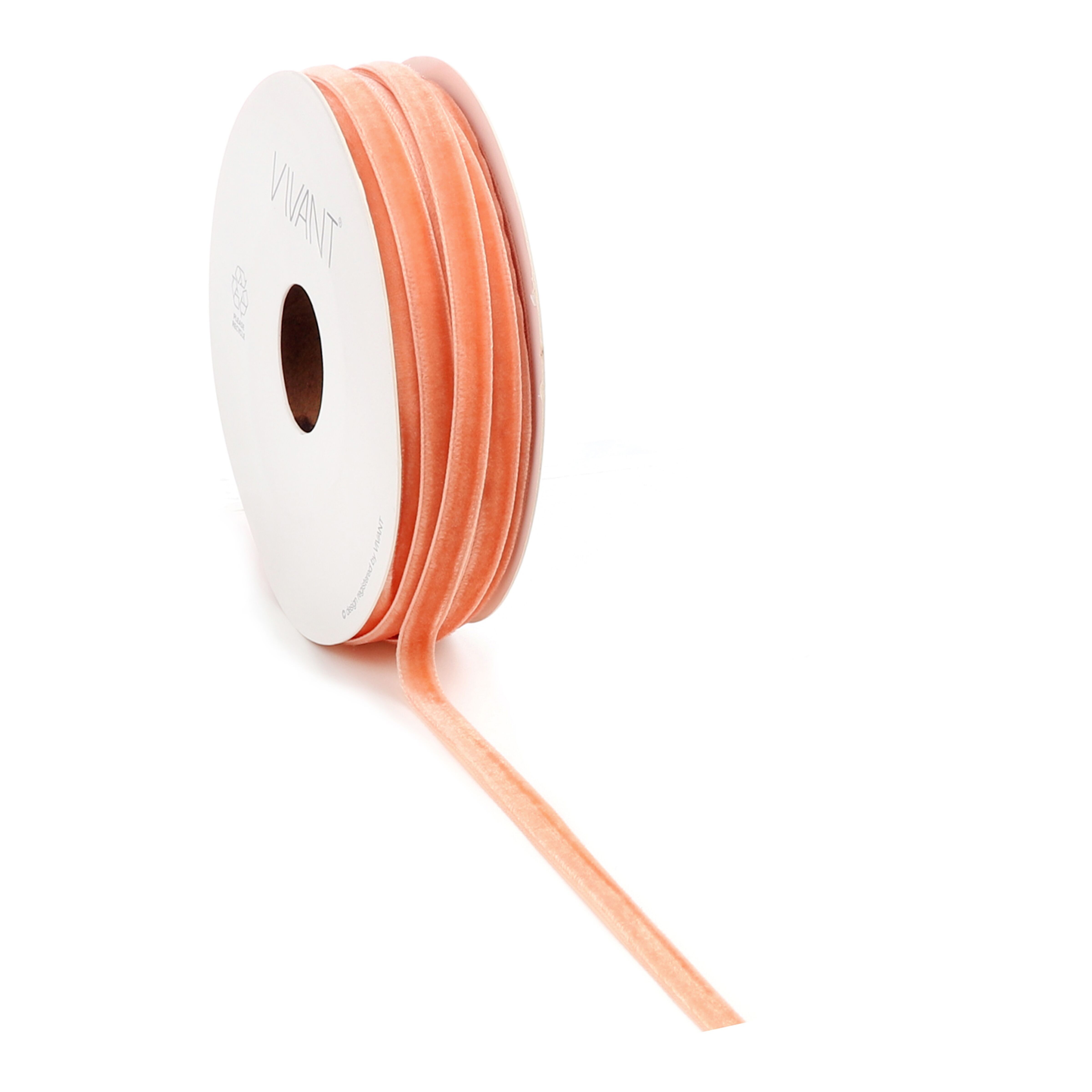 Cinta de terciopelo, anchura 6mm, longitud 20m, naranja claro