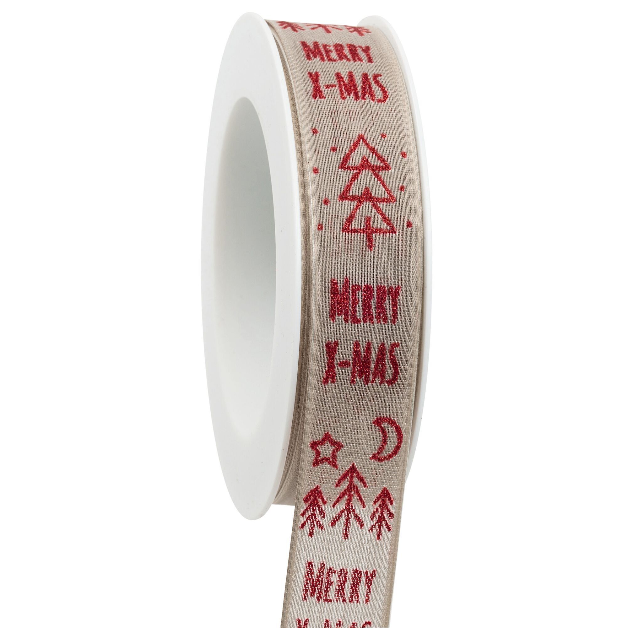 Nastro Merry X-Mas, L25mm, L20m, rosso pietra