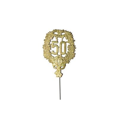 Aniversario número 50, en alambre, 8x12cm, dorado