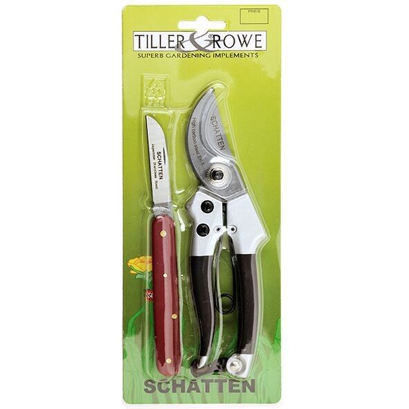 Set de floristería, tijeras y cuchillo, en blister deslizante.