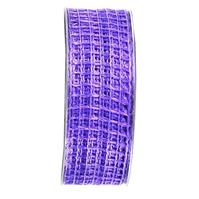 Rete a nastro, larghezza 40 mm, lunghezza 20 m, con inserto in filo, lilla