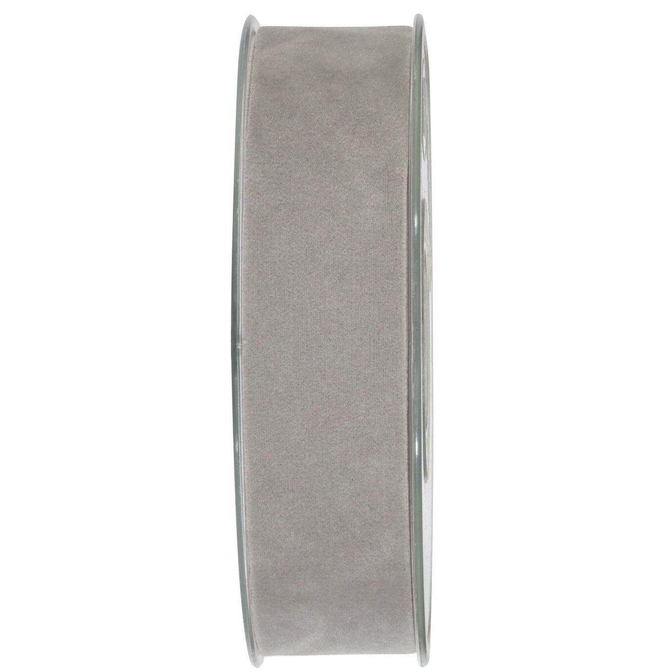 Velvet ribbon, width 15mm, length 7 m, double-sided, silver grey