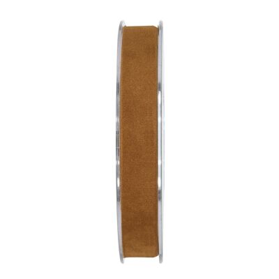 Nastro in velluto, larghezza 15 mm, lunghezza 7 m, fronte-retro, caramello