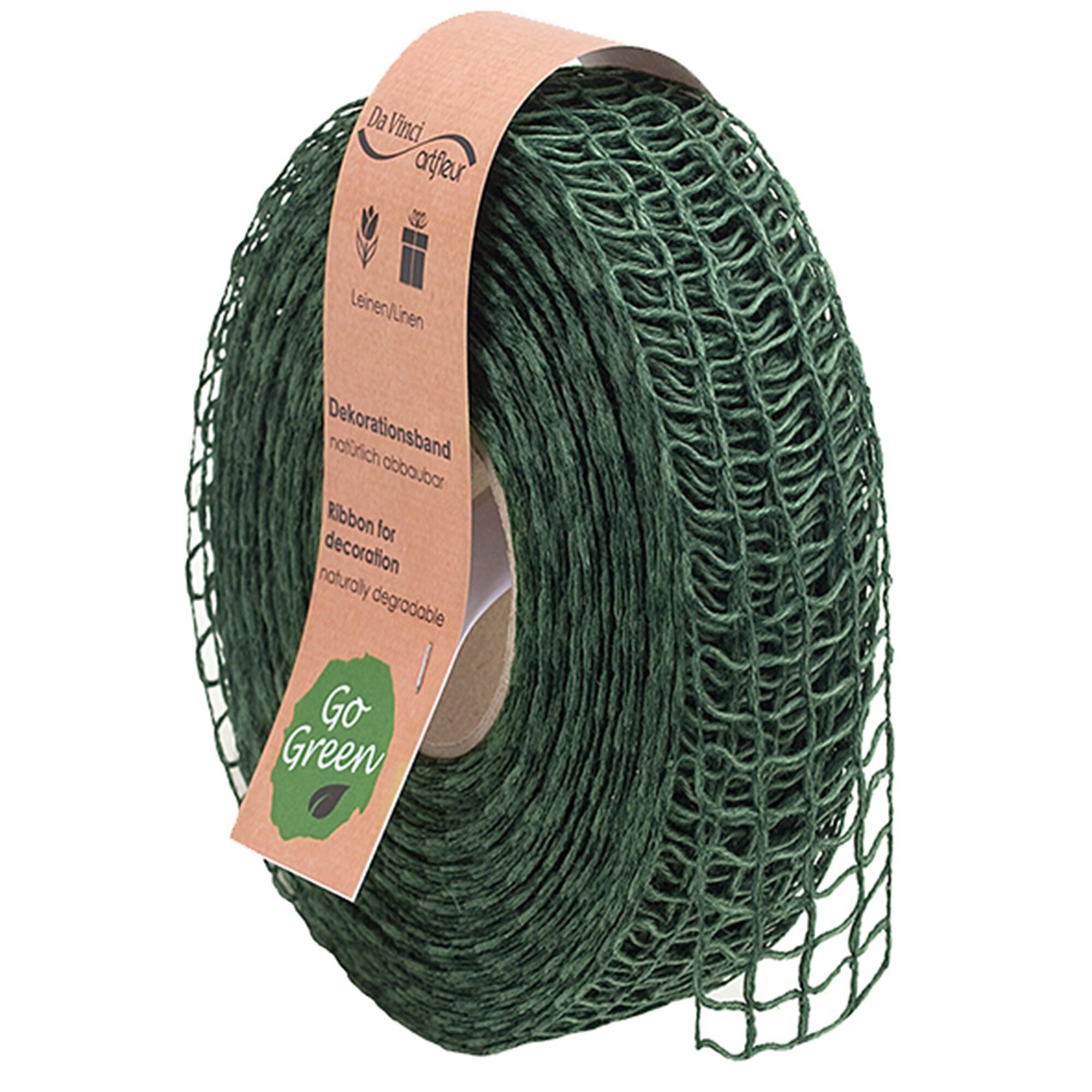 Nastro in lino Natura Alma larghezza 40mm, lunghezza 20m, eucalipto