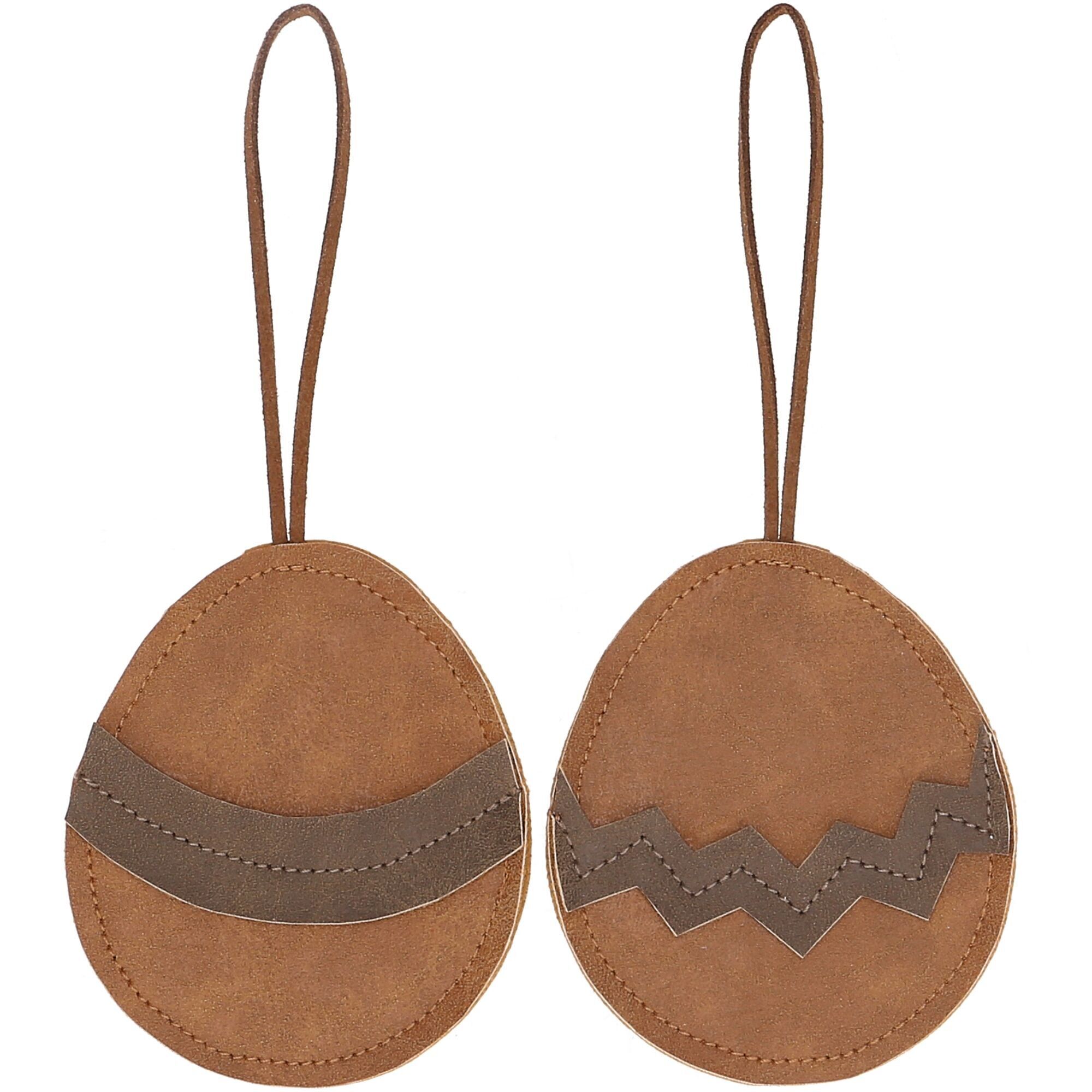 Uovo Laka in finta pelle da appendere, 2 motivi, L13 cm, A 15 cm, marrone