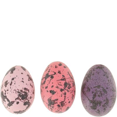 Uovo d'oca Noelle, 3 colori, H8 cm, glitter rosa/rosa/viola