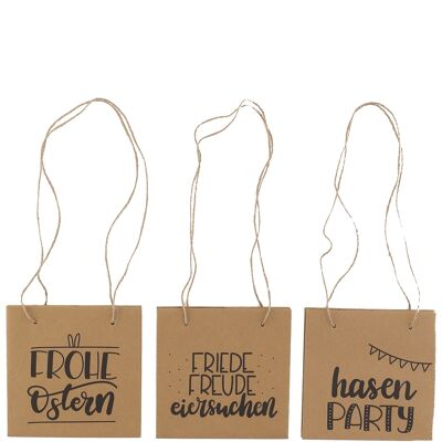 Paper bag Easter, 3 motifs, L14cm, W14cm, H14cm, natural