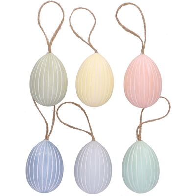 Réparation d'oeufs en plastique, 6 oeufs, D4cm, H6cm, coloré