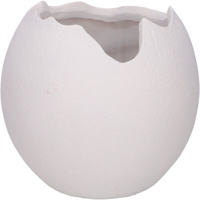 Huevo de avestruz de polietileno abierto, D12cm, H11cm, blanco
