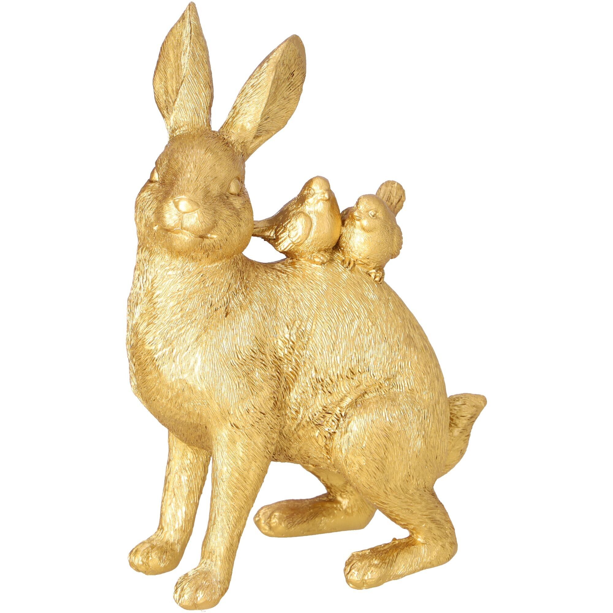 Poly rabbit Seya, L12cm, W6cm, H17cm, gold