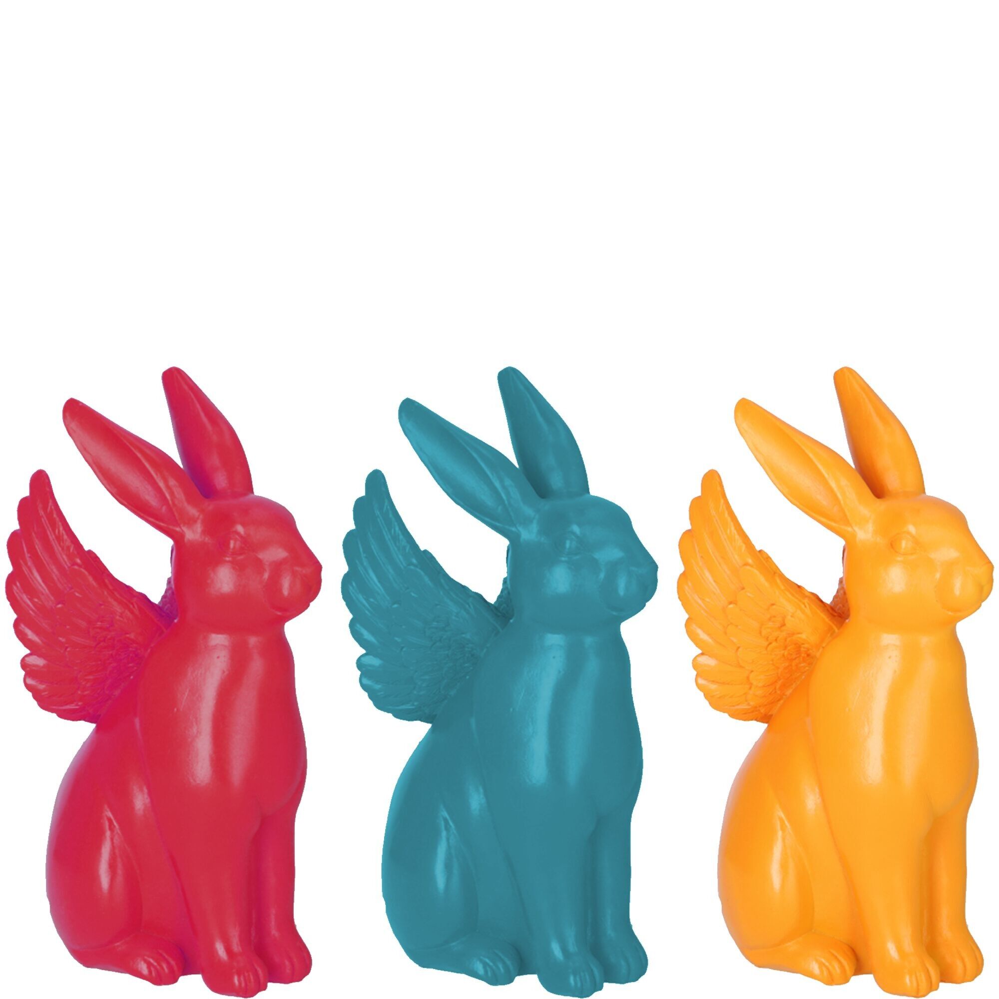 Poly rabbit Nagold, 3 colours, H21cm, pink/orange/turquoise