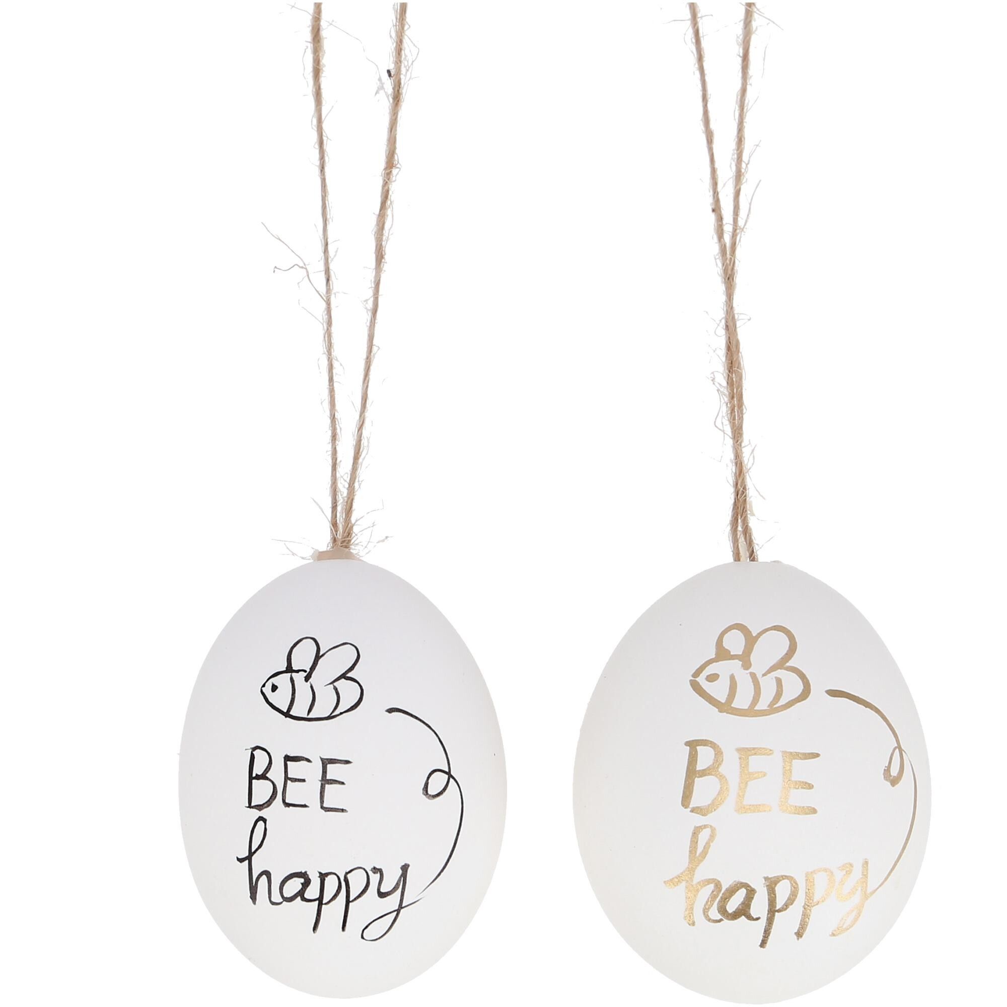 Uovo di gallina Bee happy, 2 colori, H6 cm, nero/oro