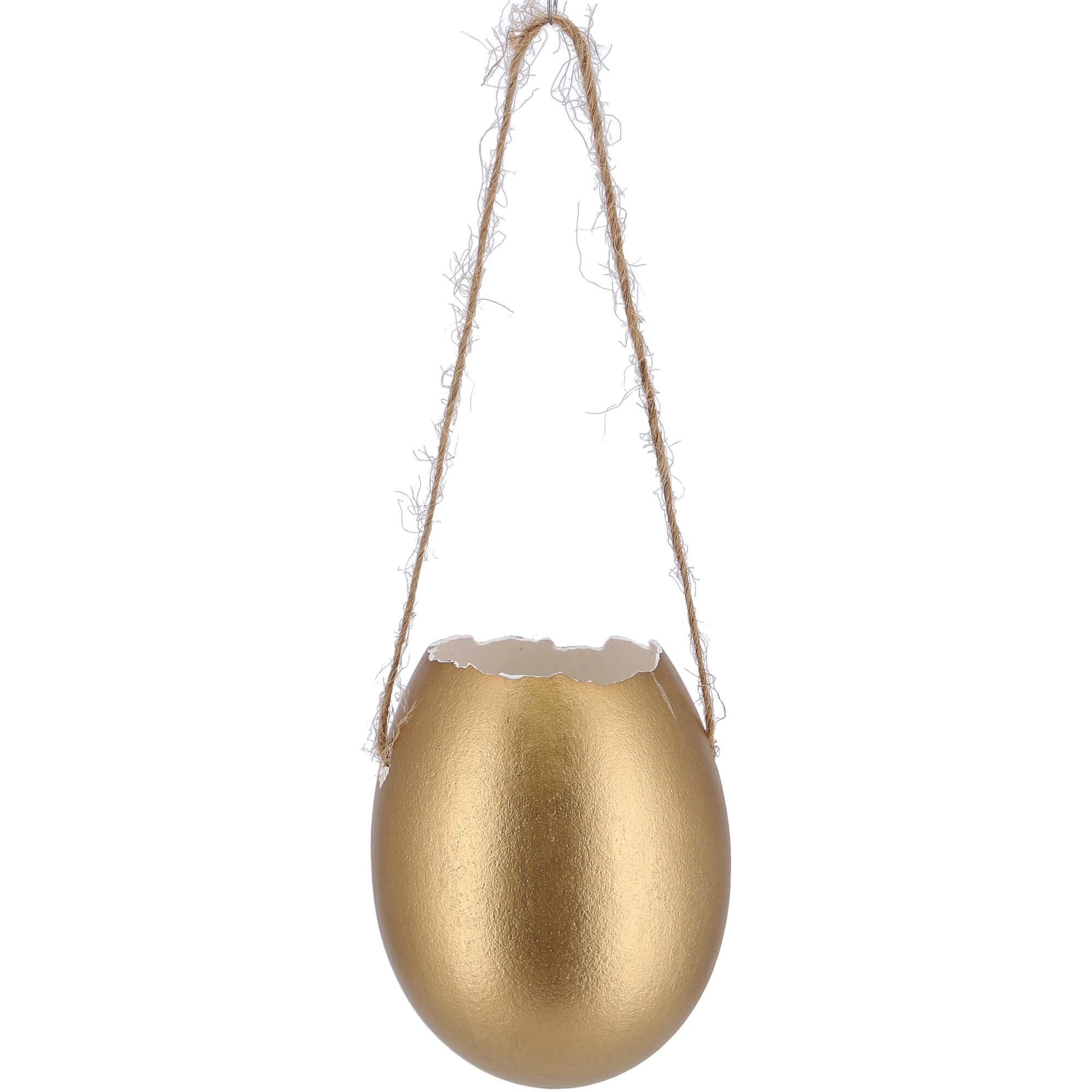 Uovo d'oca naturale da appendere e riempire, H7 cm, oro