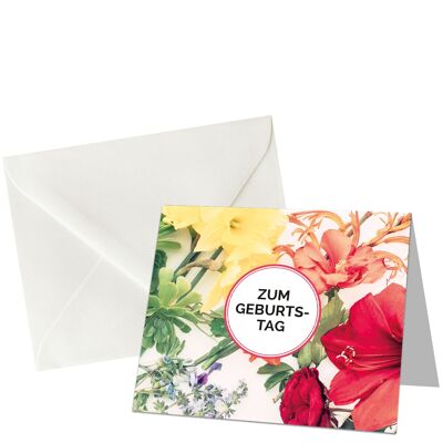 KarteEco Wildflower, 12 pièces dans un sachet, taille 92 x 77 mm, pour les anniversaires