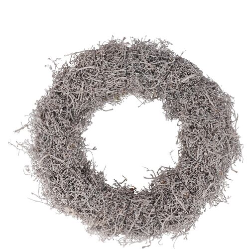 Natur Kranz Rebenstiele, Weintraubencluster, D45cm, H ca.12cm, frost-weiß