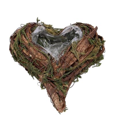 Corazón natural Abelia, largo 23 cm, ancho 20 cm, alto 4 cm, verde