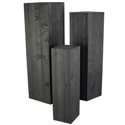 Colonna in legno Coluna, set da 3, D30/25/20 cm, grigia