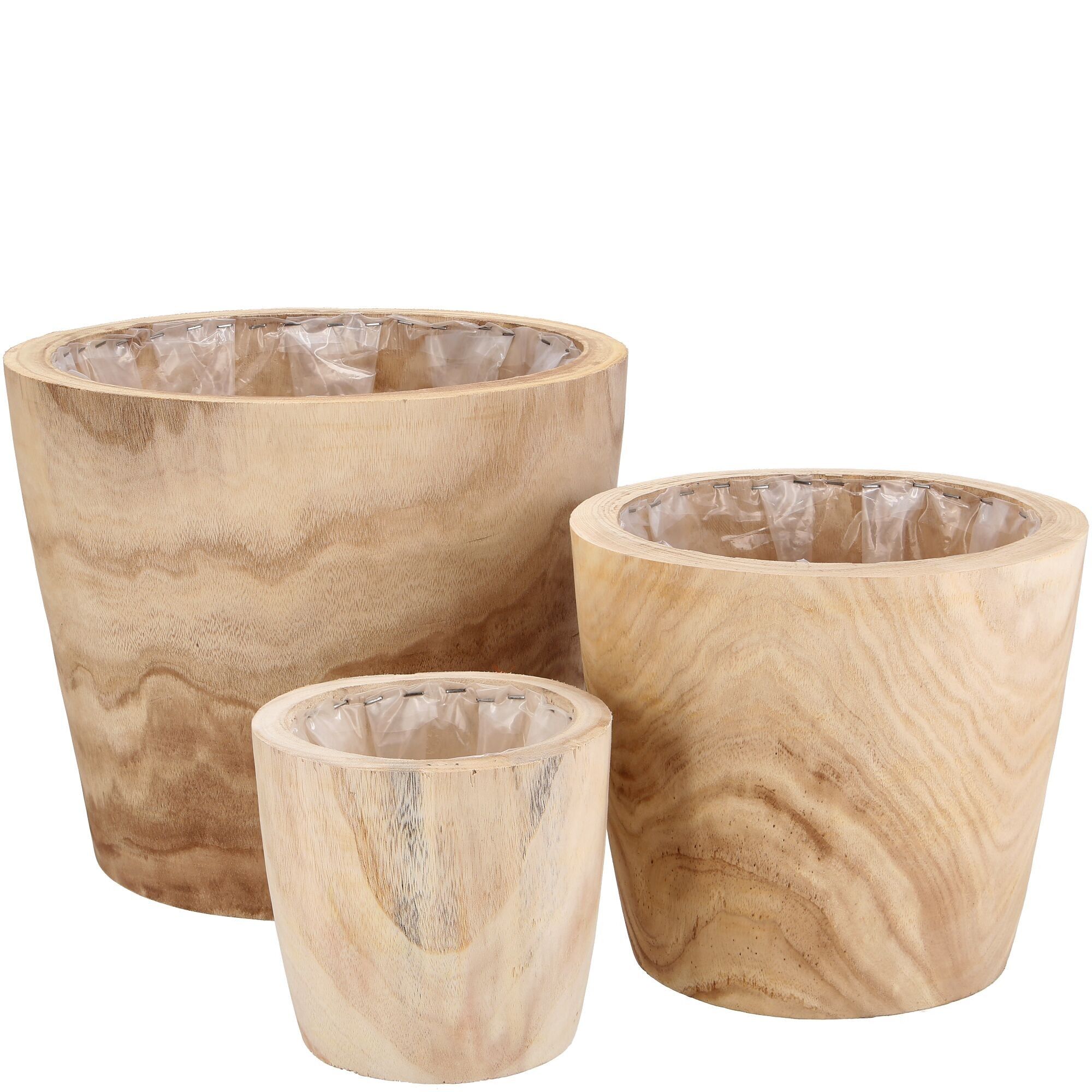 Wooden bucket Blair, set of 3, D35/25/17cm, natural