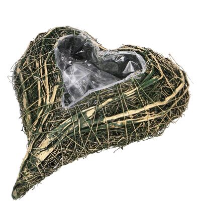 Cuore naturale Java, L37cm, L32cm, H8cm, verde-oro
