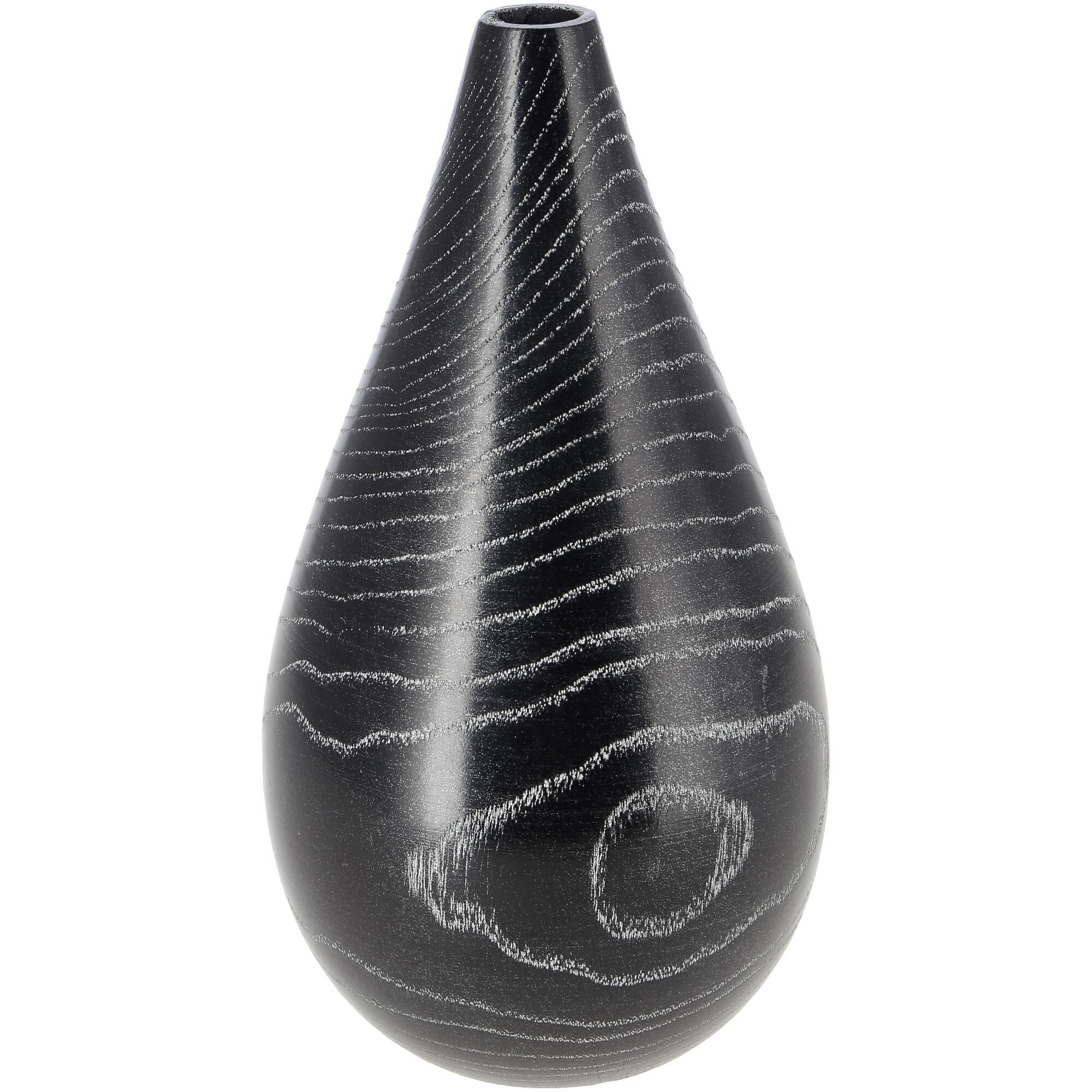 Vaso in legno Vero, D9,5cm, H17cm, apertura: 1cm, nero