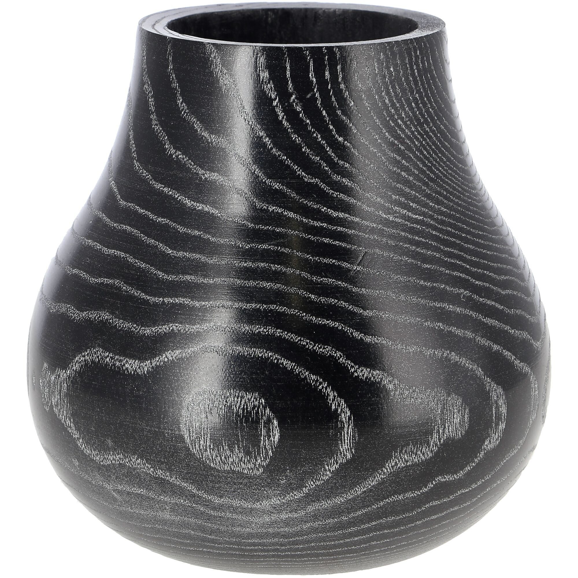 Vaso in legno Vero, D16cm H15cm, apertura 7 cm, nero