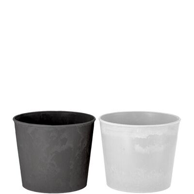 Stile secchiello in plastica, 2 colori, D13,5 cm, A13 cm, per TO11 e orchidea TO12, grigio chiaro, grigio