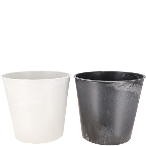 Kunststoff Kübel Style, 2 Farben, D23cm, H20,5cm, D-unten 17,5cm, grau, hellgrau