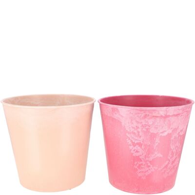 Style seau en plastique, 2 coloris, D23cm, H20,5cm, fond D 17,5cm, rose, rose clair