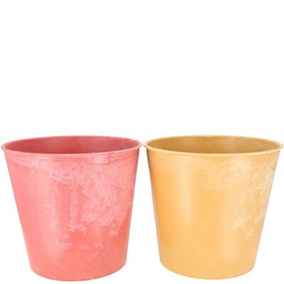 Estilo cubo de plástico, 2 colores, D27,5 cm, H25 cm, fondo D: 21 cm, para TO21, melón, curry
