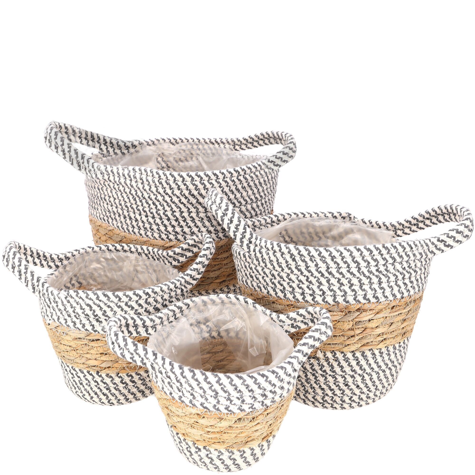 Vasi naturali Glen, set da 4, D25/21/17/16 cm, grigio