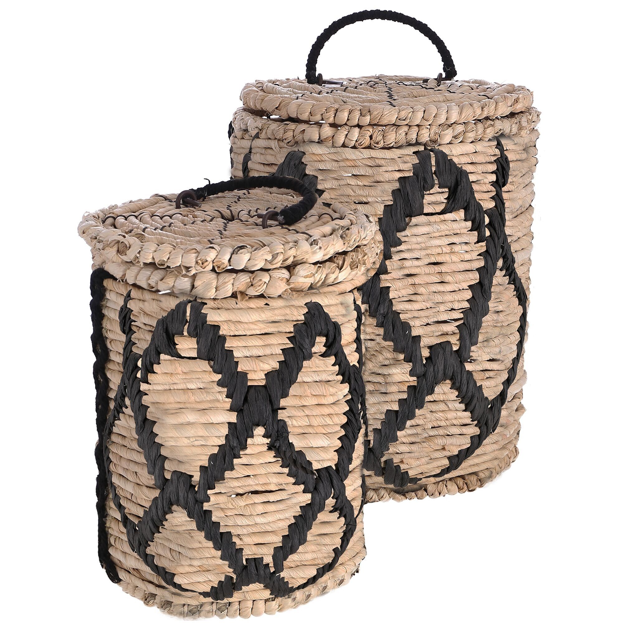 Cestino naturale, set di 2, P22 cm/18 cm, A 28 cm/22 cm, nero naturale