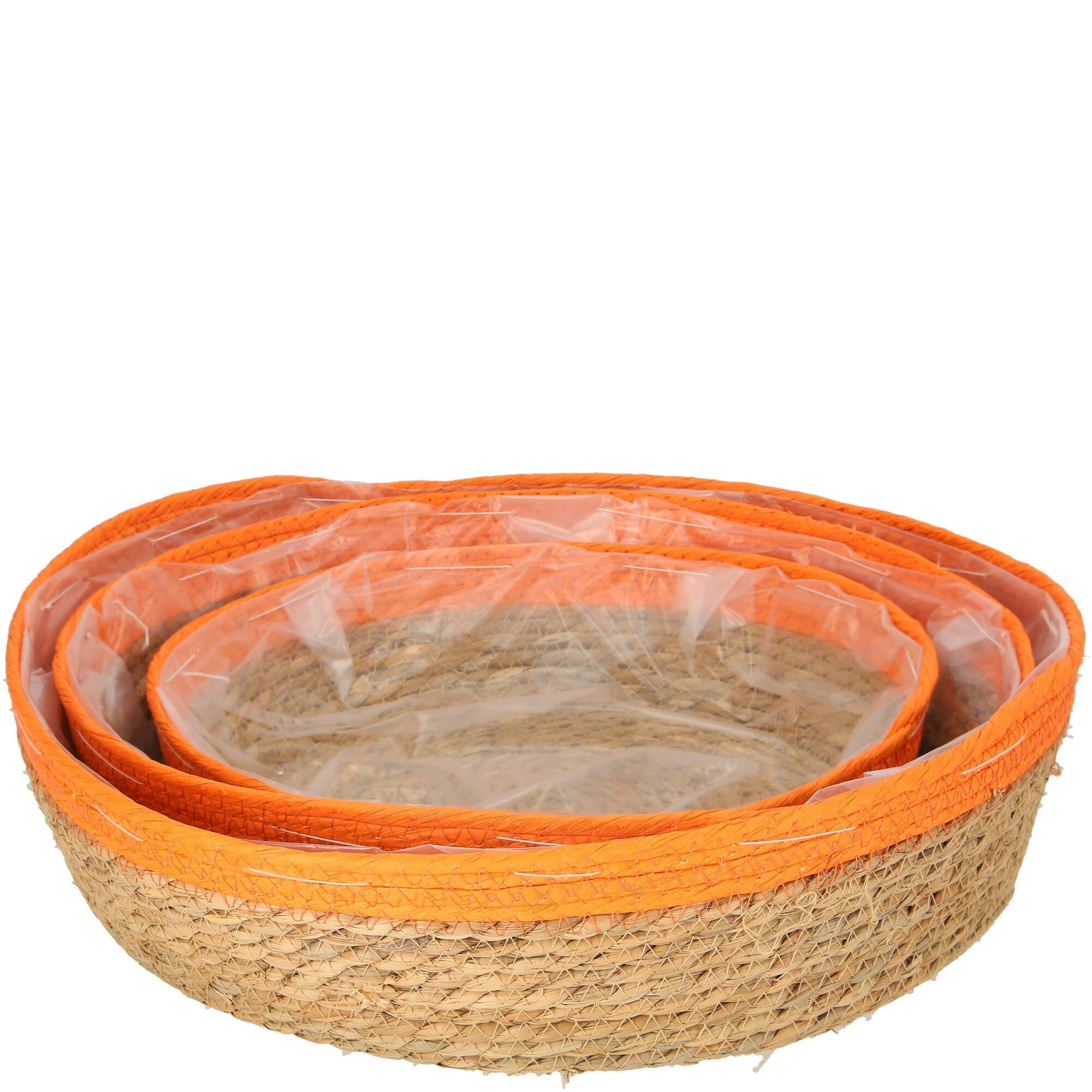 Ciotola Runa naturale set da 3, D46/40/34cm, fondo naturale, parte superiore arancione