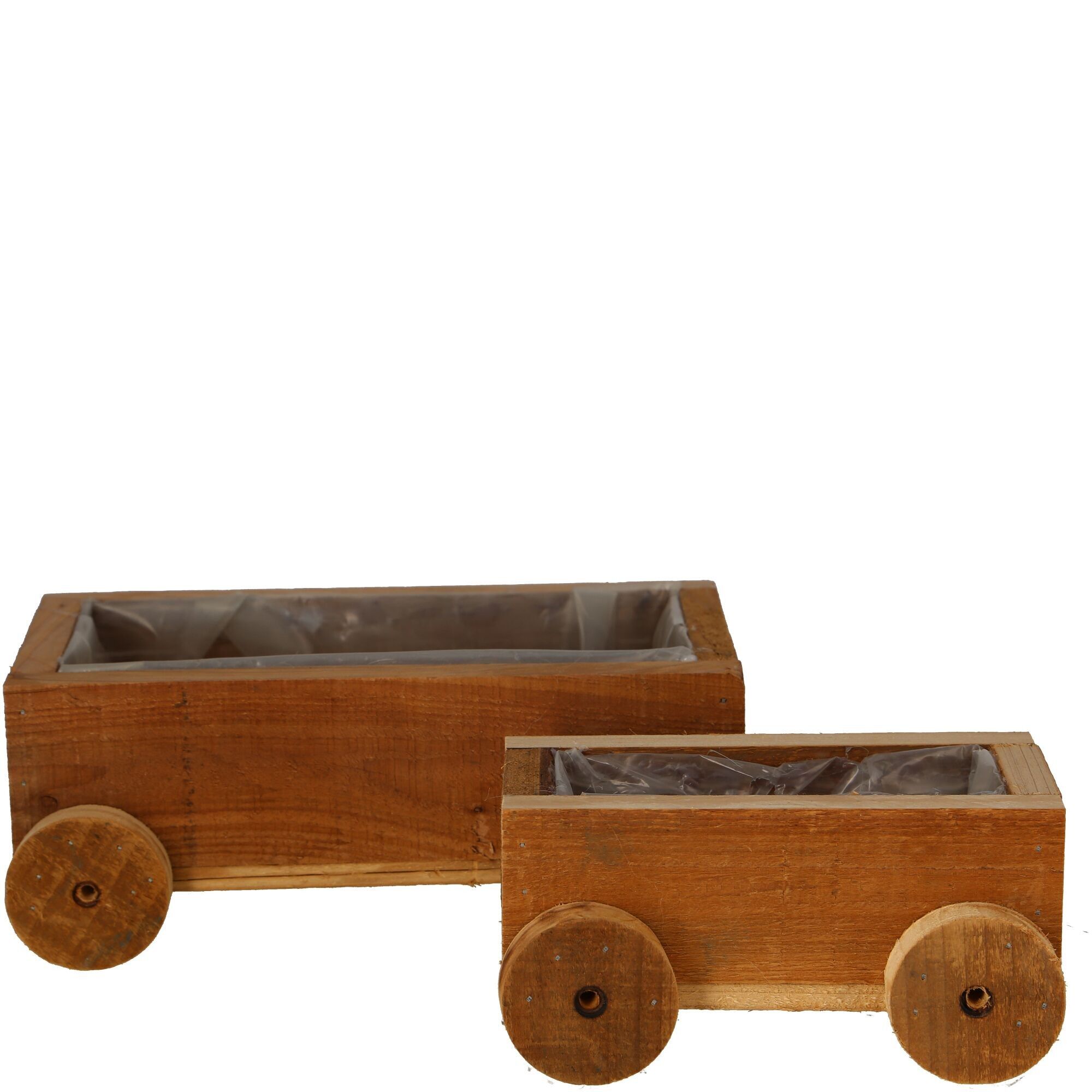 Wagon couvert en bois, lot de 2, L26/18cm, naturel