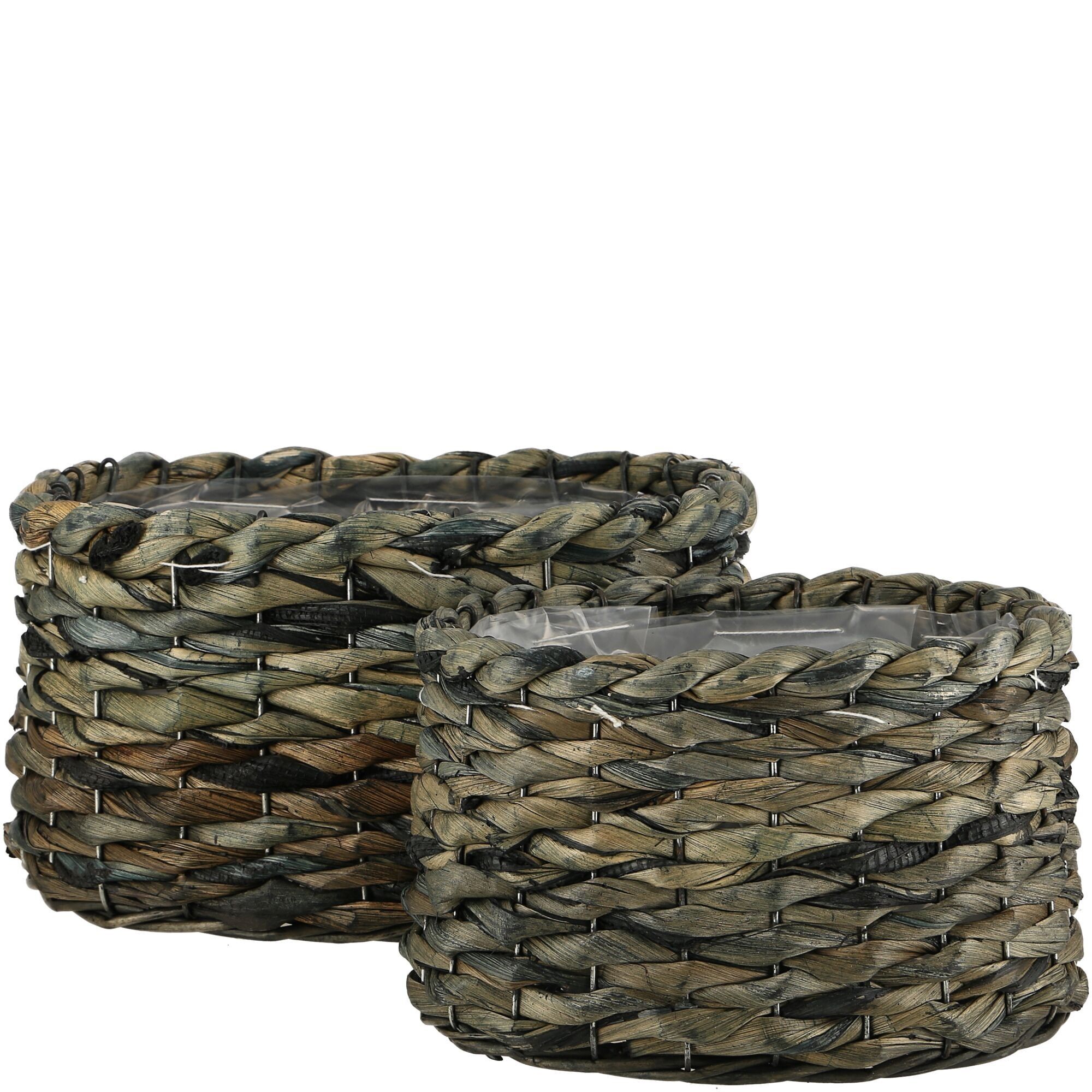Natural Jardiniere Kumba, set di 2, L27/21 cm, con pellicola, ossido nero